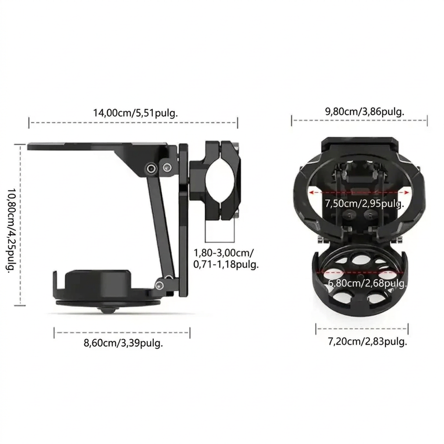 Portavasos plegable para manillar 360°